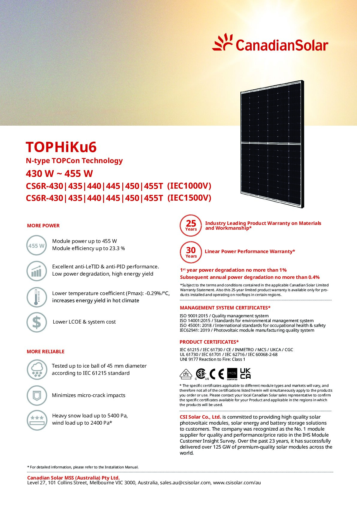 Canadian Solar TOPHiKu6 CS6R-455T