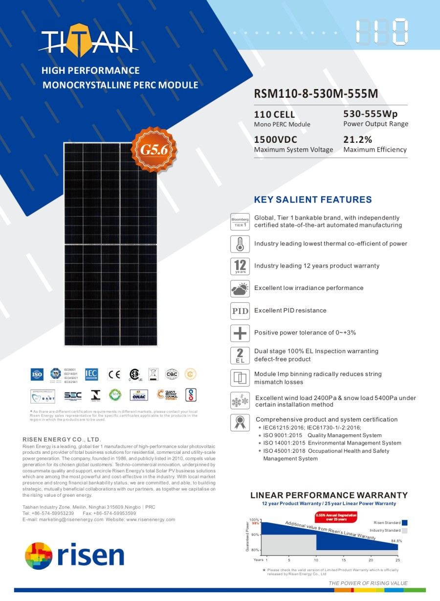 Risen Energy Titan 550W solar panel