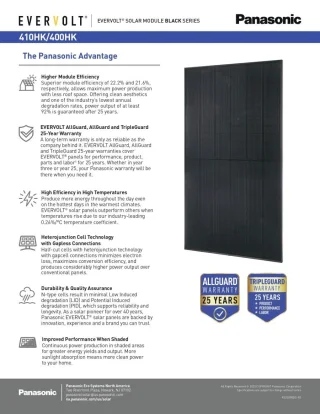 Panasonic EVERVOLT® HK Black Series 410W