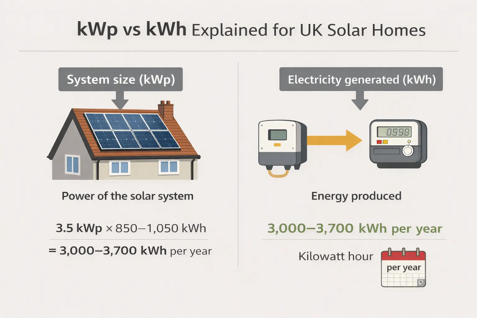 kWp vs kWh Explained for UK Solar Homes