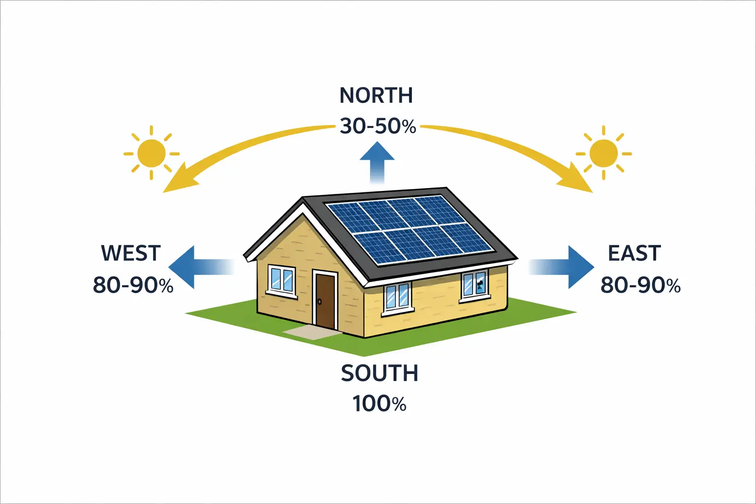 What direction should solar panels face in the UK
