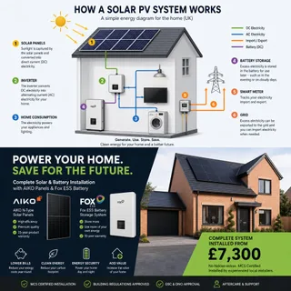 10 x Aiko 23.6% efficient 460w solar panels with 2x 5kw Fox ESS battery