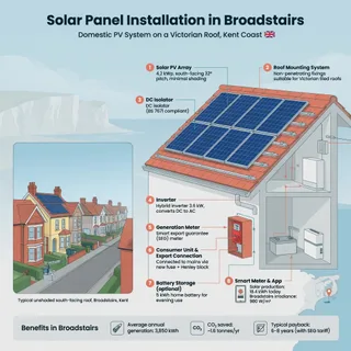 What does solar panel installation in Broadstairs involve?